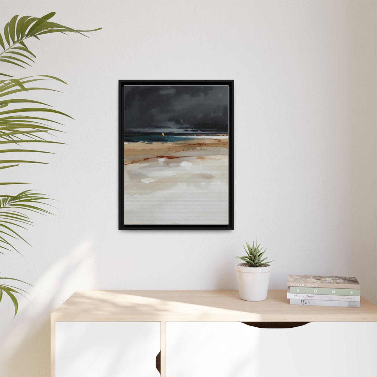 Framed Matte Canvas Beachscape Art Print — Coastal Abstract Wall Decor