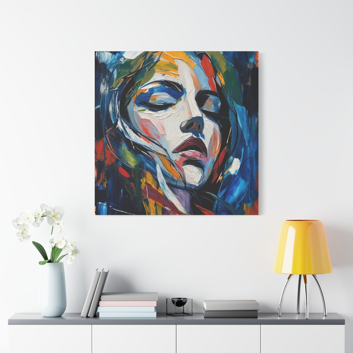 Abstract Colorful Woman Portrait Canvas