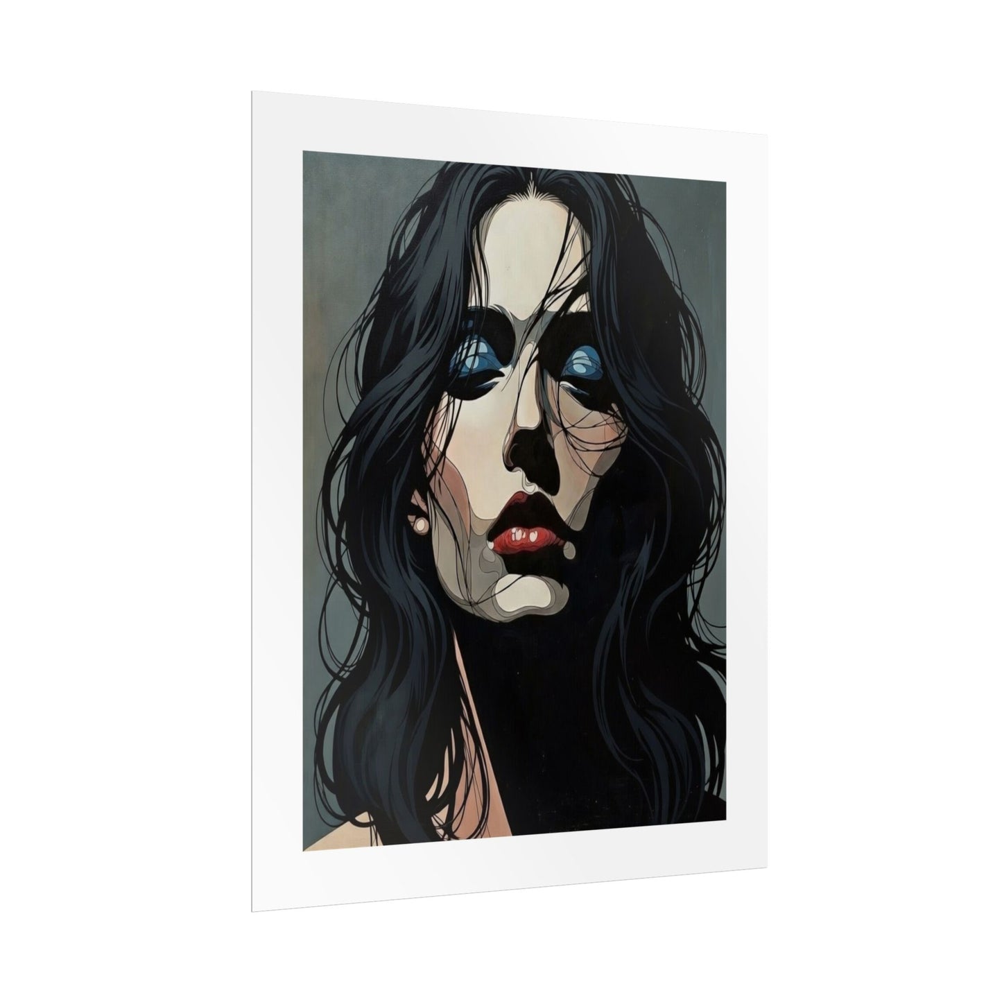 Rolled Poster — Moody Portrait Art Print (Dark Femme, Blue Eyeshadow)
