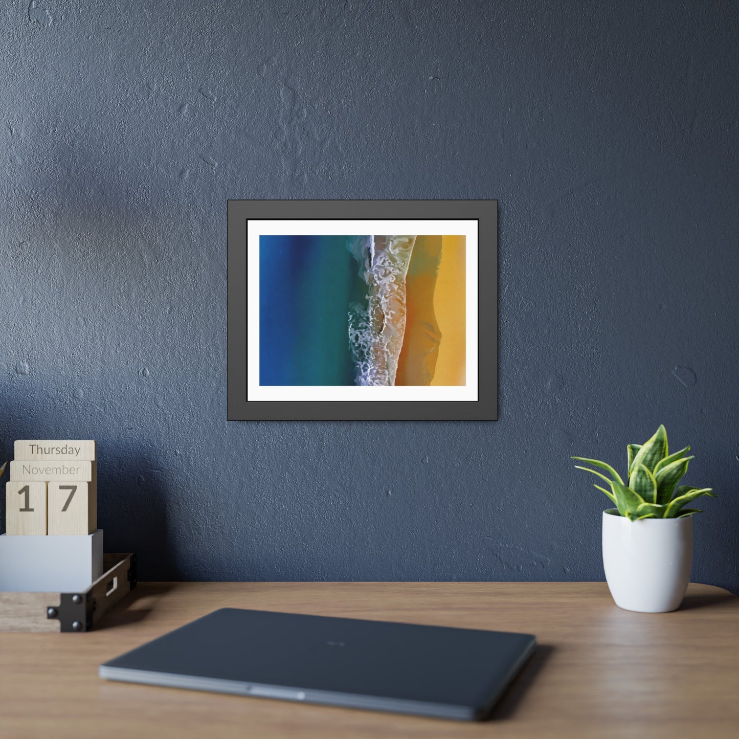 Coastal Waves Framed Poster — Beach Ocean Photography Wall Art