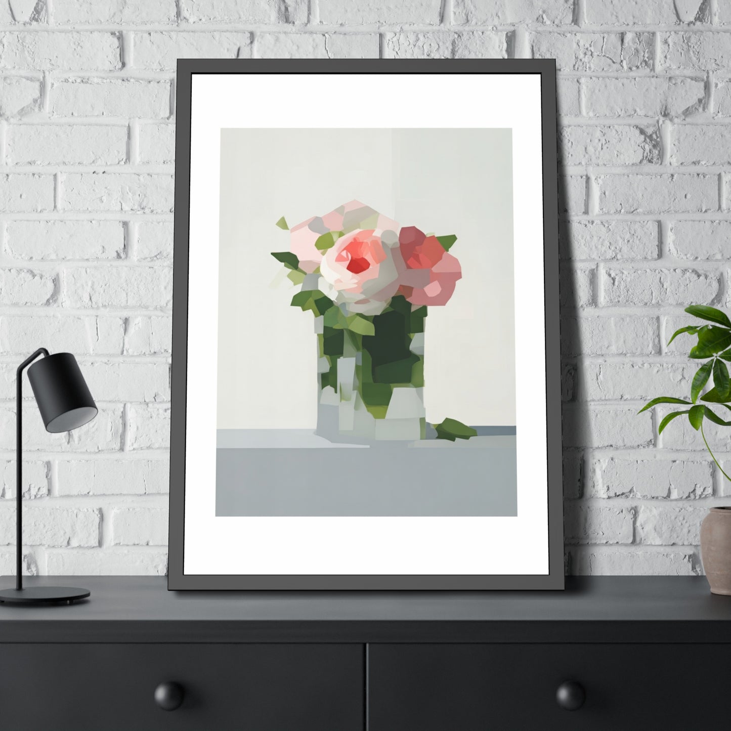 Framed Floral Poster — Modern Abstract Peony Art Print
