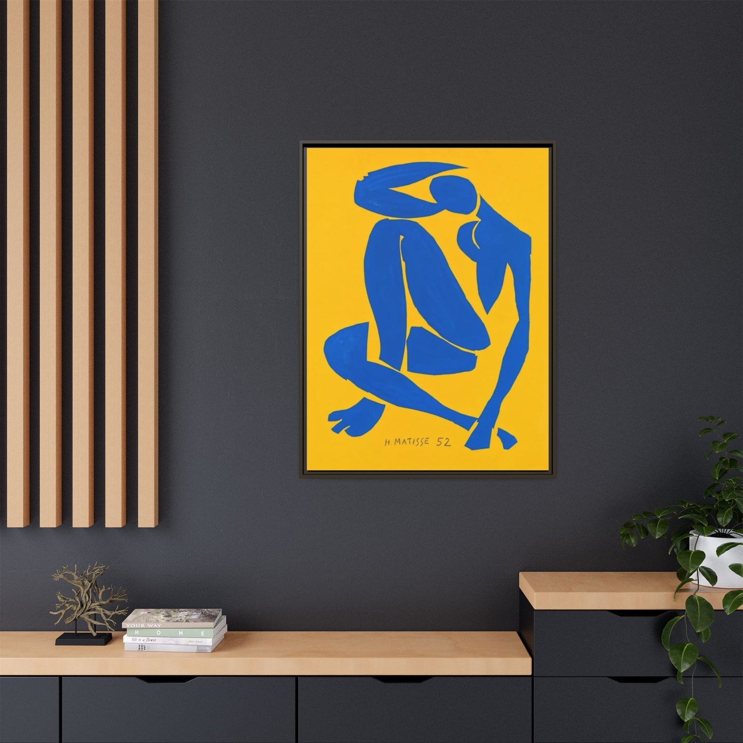 Abstract Blue Nude Matte Canvas Wall Art, Framed