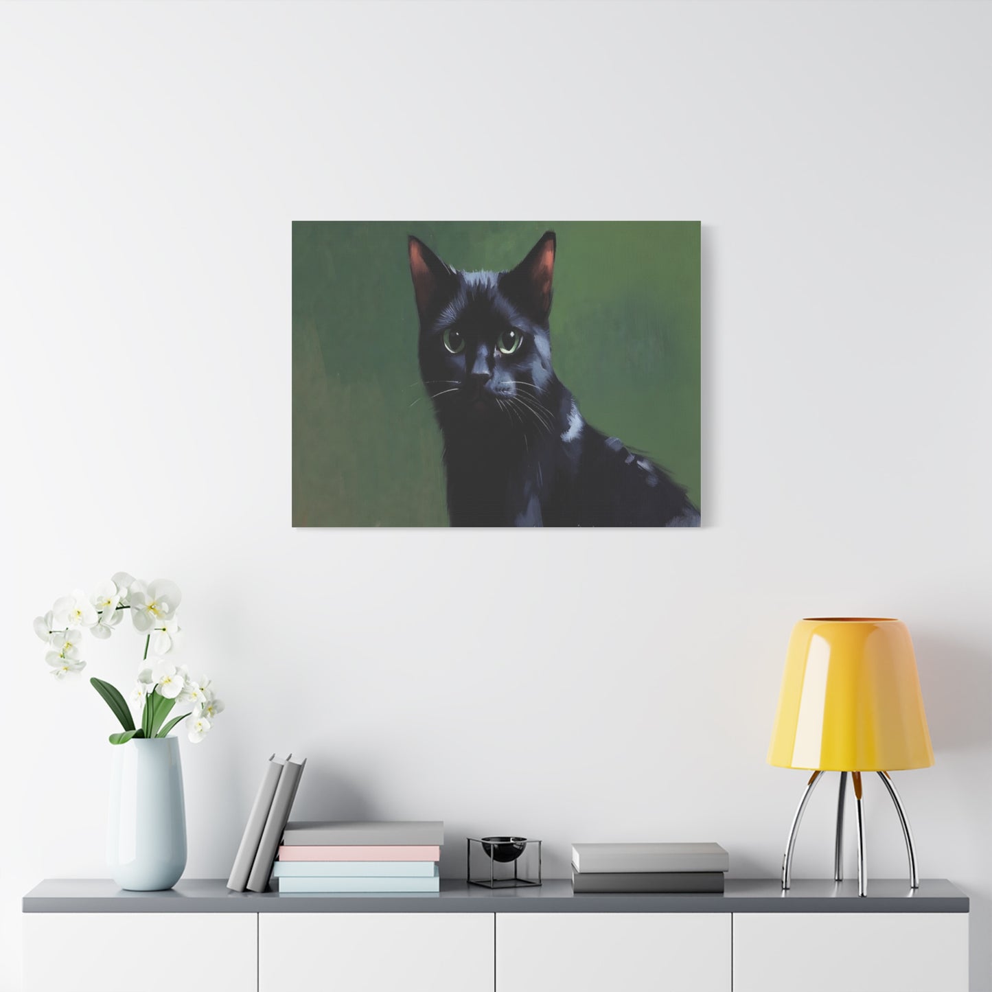 Black Cat Portrait Canvas - Matte Stretched Wall Art