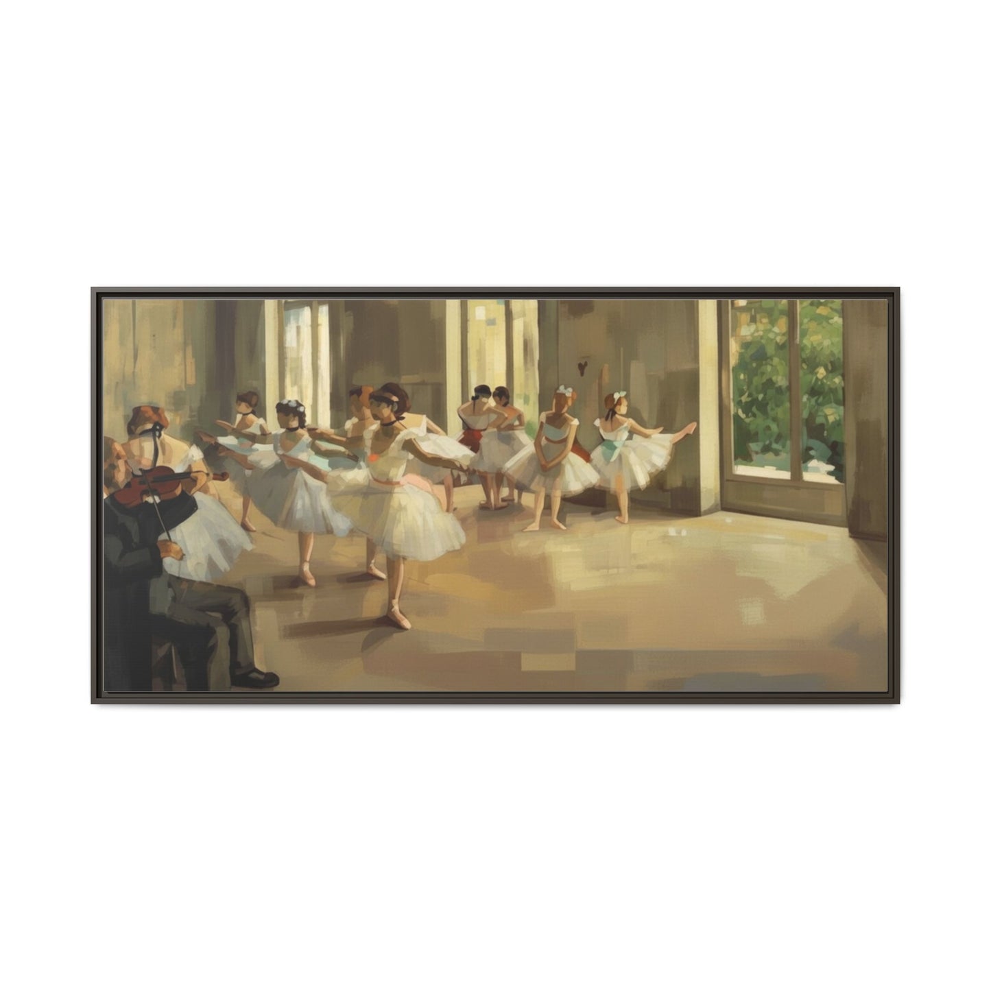 Framed Matte Canvas Print — Ballet Class Scene (Impressionist Dancers)