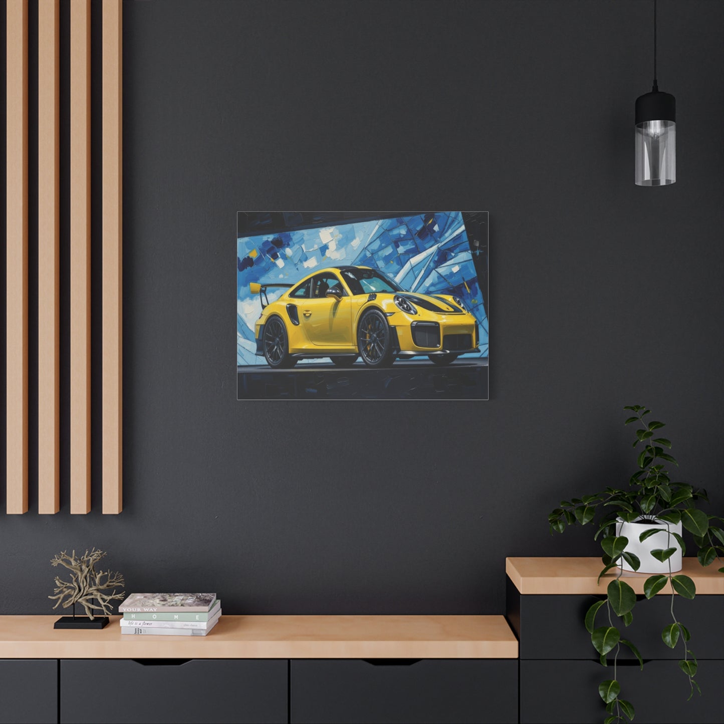 Yellow Porsche Sports Car Canvas Print — Modern Automotive Wall Art