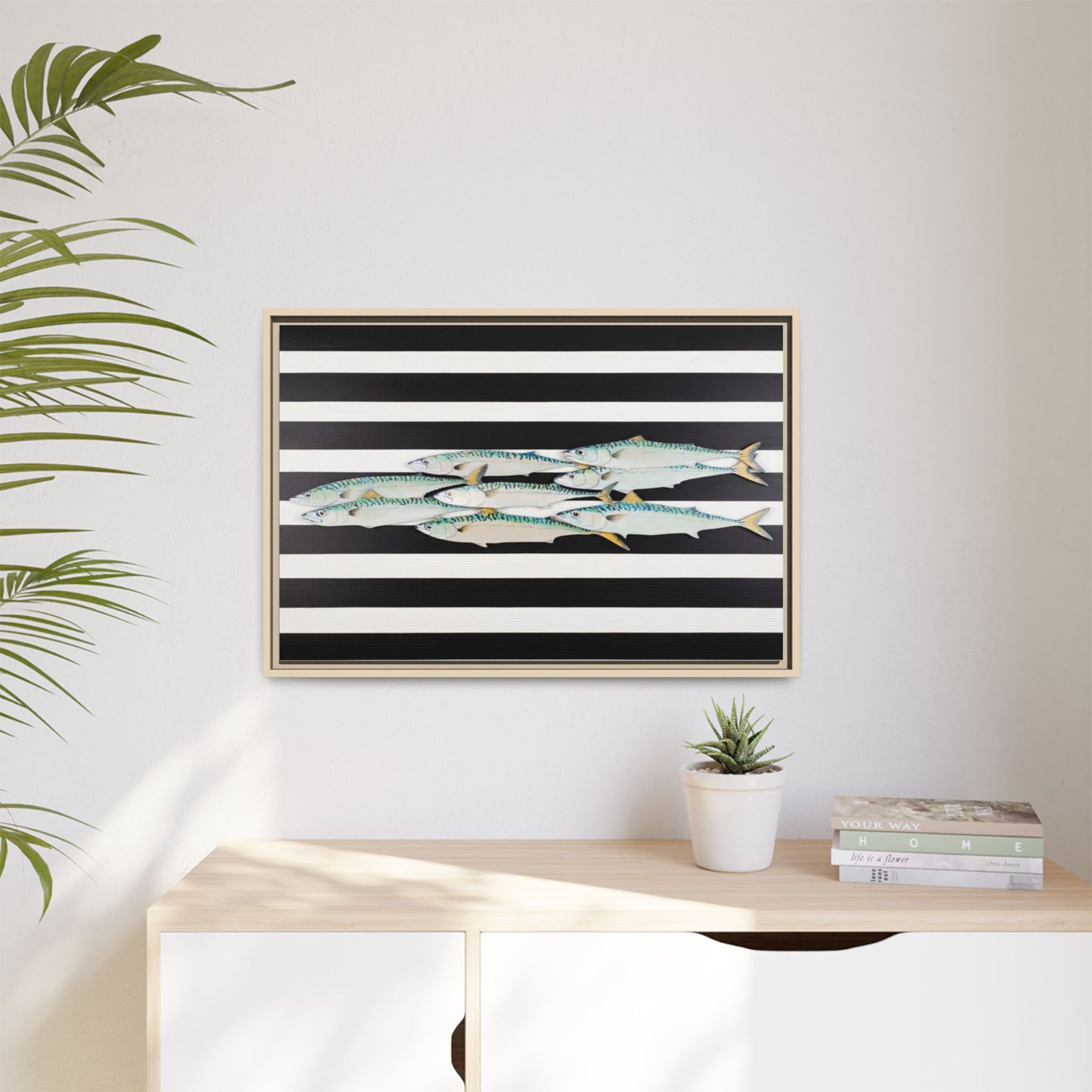 Striped Mackerel Canvas Print — Framed Matte Fish Wall Art