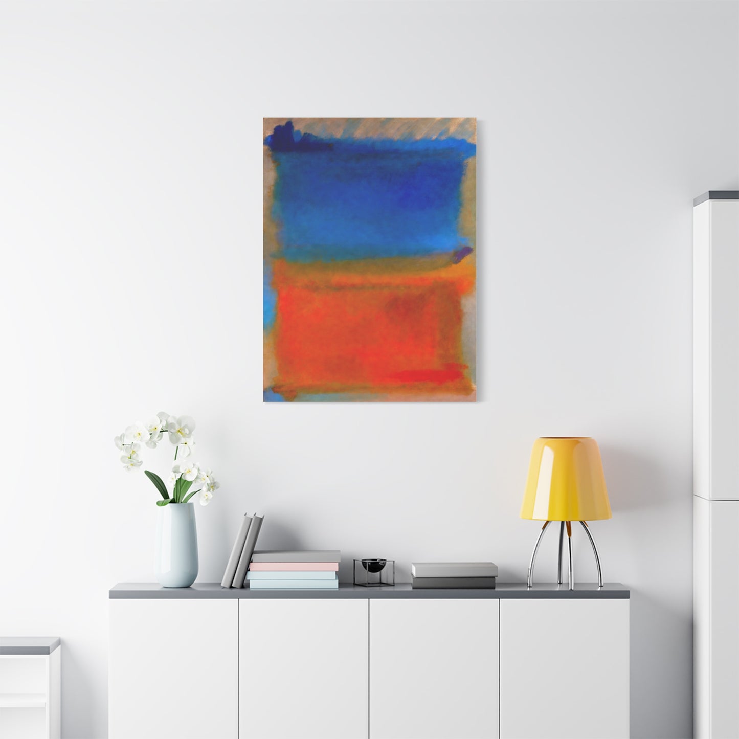 Abstract Blue and Orange Canvas Print — Modern Stretched Wall Art