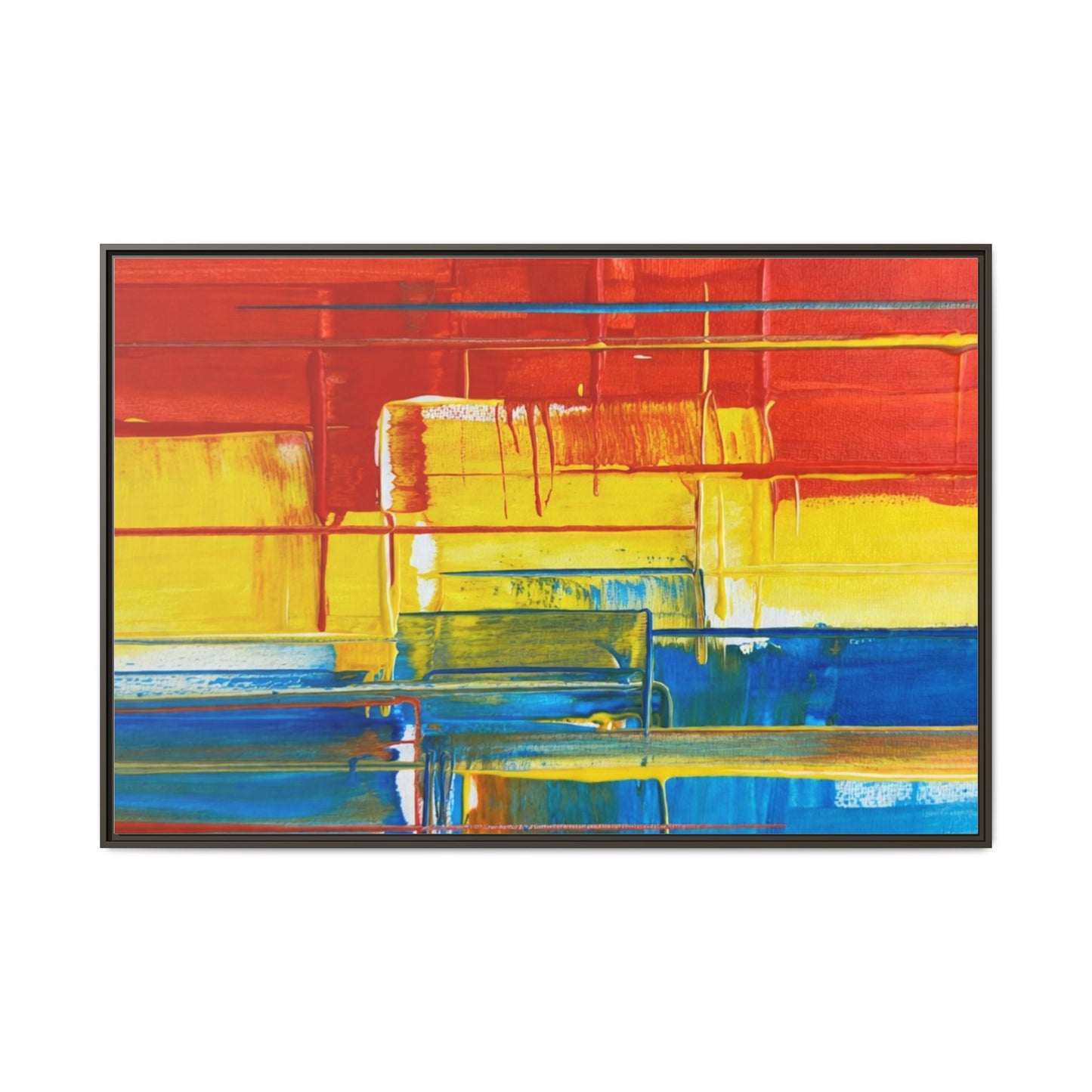 Abstract Multi-Color Framed Canvas Art — Modern Geometric Wall Decor