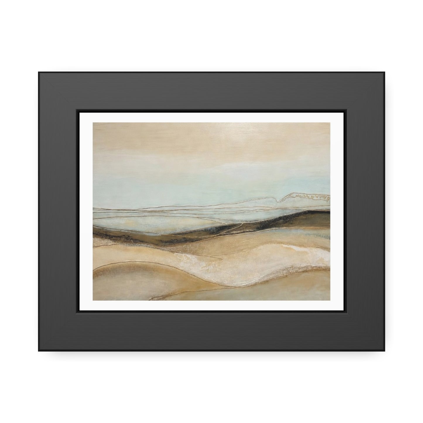 Framed Poster - Neutral Abstract Landscape Wall Art, Calming Coastal Tones for Living Room or Office