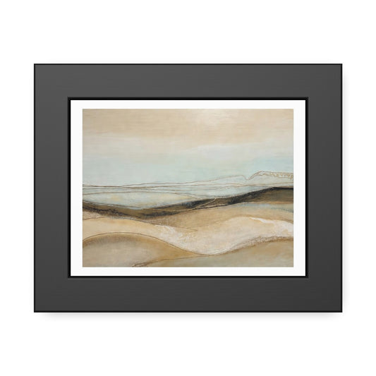 Framed Poster - Neutral Abstract Landscape Wall Art, Calming Coastal Tones for Living Room or Office