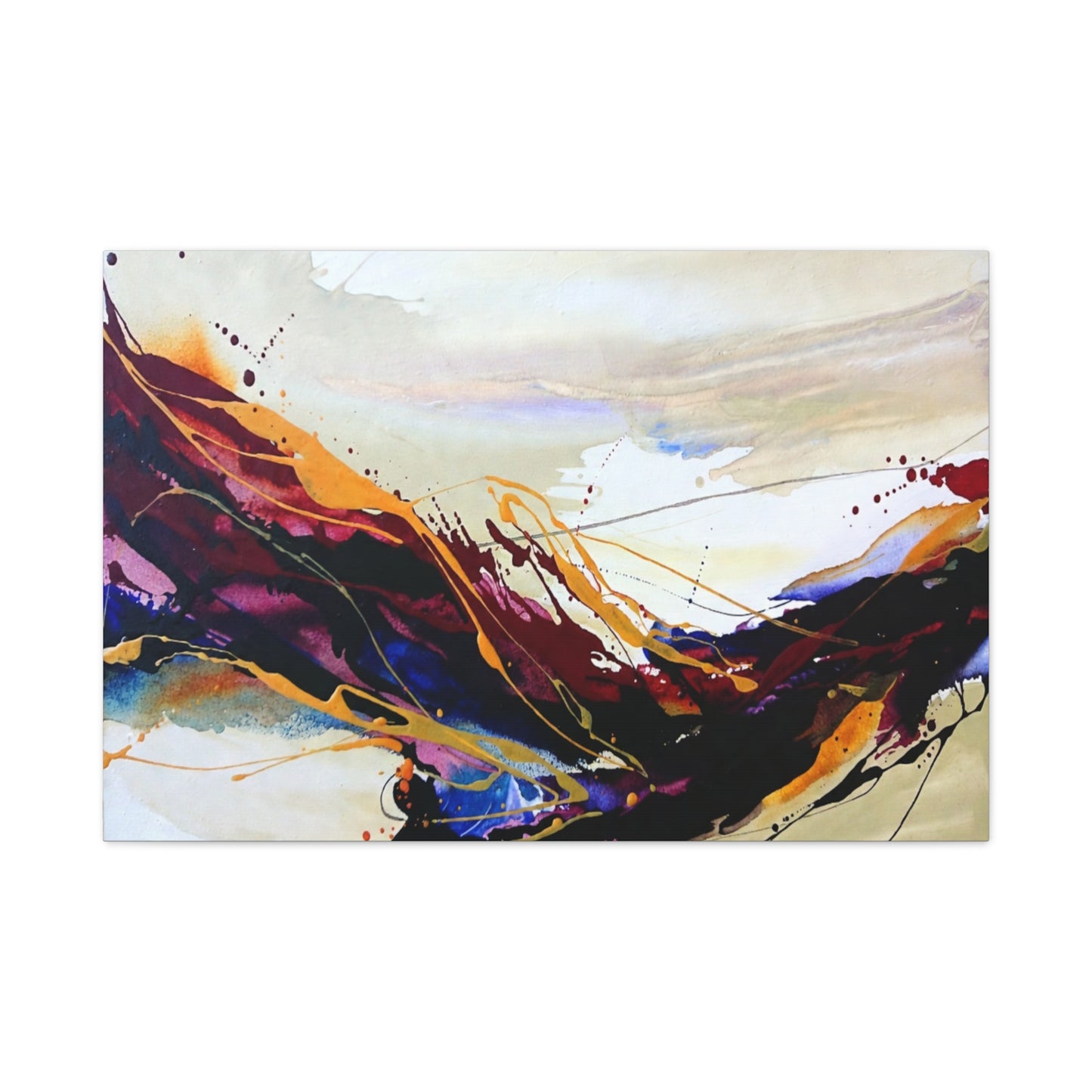 Abstract Color Flow Matte Stretched Canvas – Vibrant Modern Wall Art
