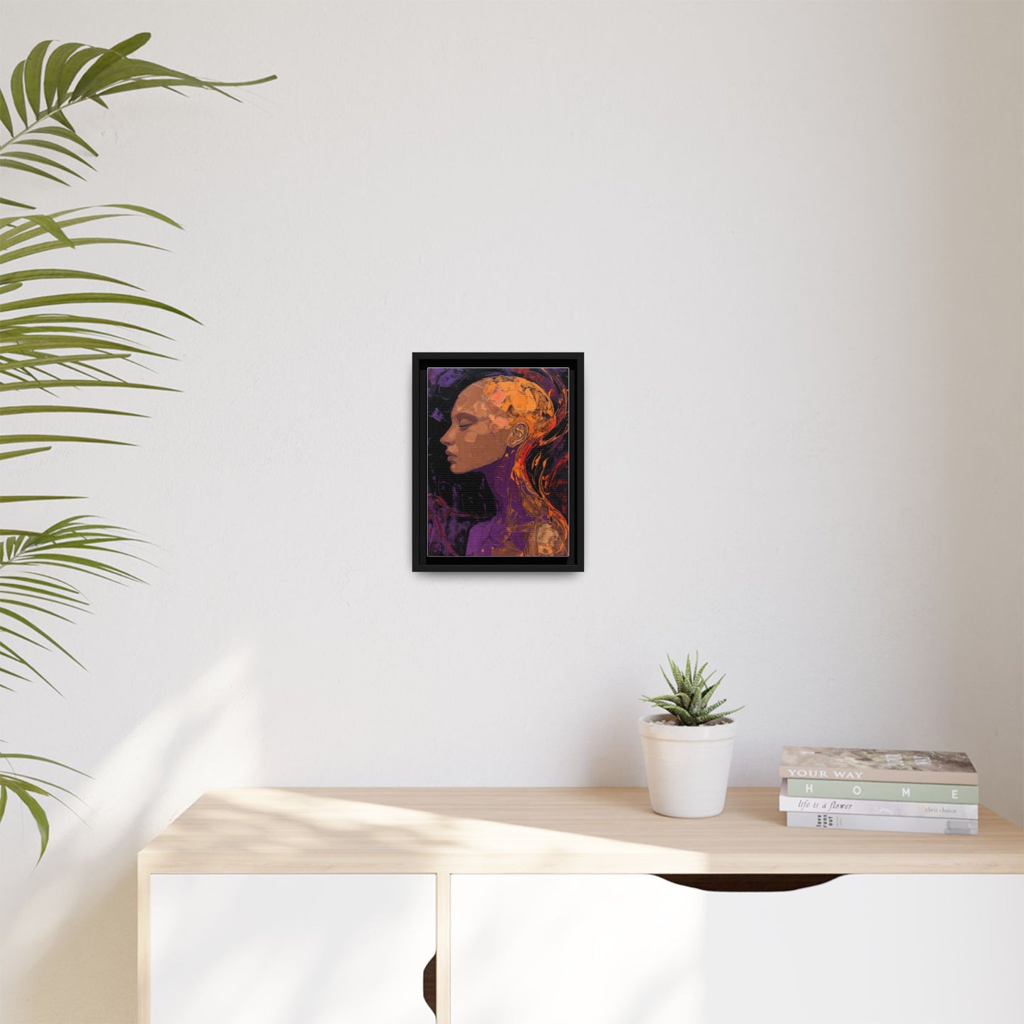 Abstract Profile Portrait Matte Framed Canvas — Multicolor Feminine Art Print