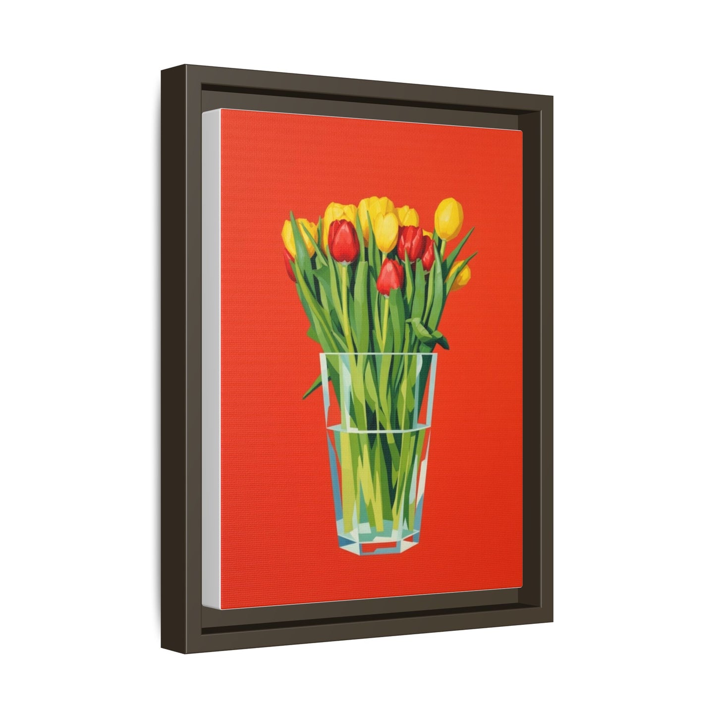 Framed Tulip Bouquet Matte Canvas Art — Vibrant Red Floral Wall Print