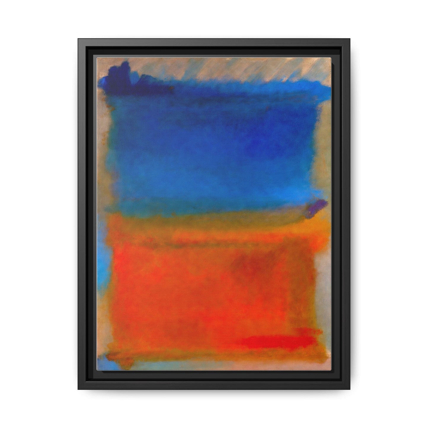 Abstract Color Block Matte Canvas Framed Wall Art — Blue & Orange Modern Painting