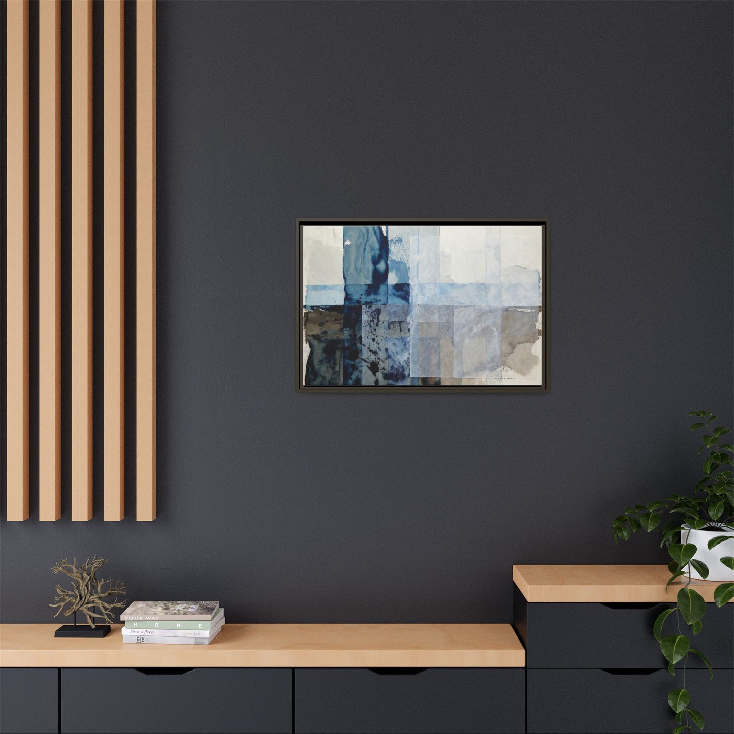 Abstract Coastal Blue Framed Canvas Art