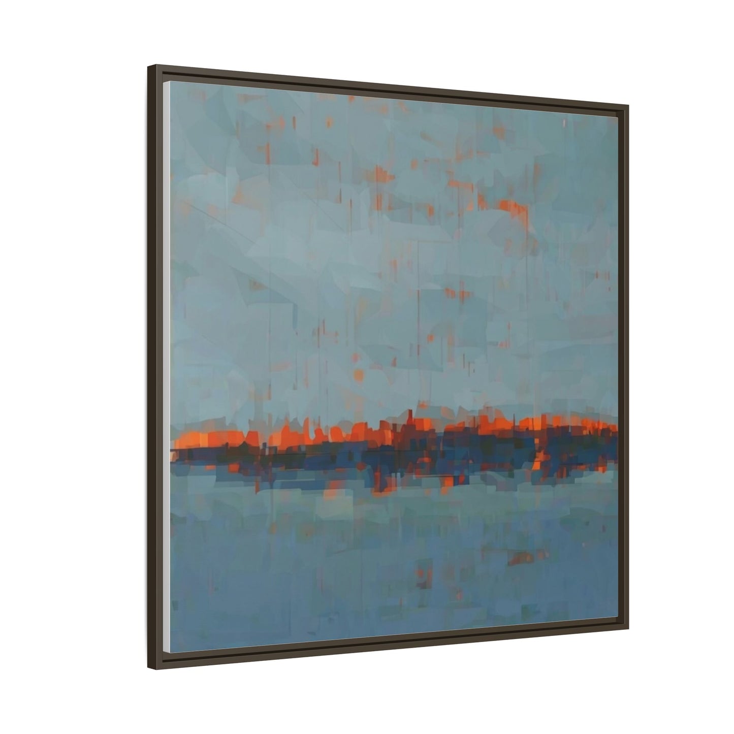 Framed Canvas Art — Teal & Orange Abstract Seascape