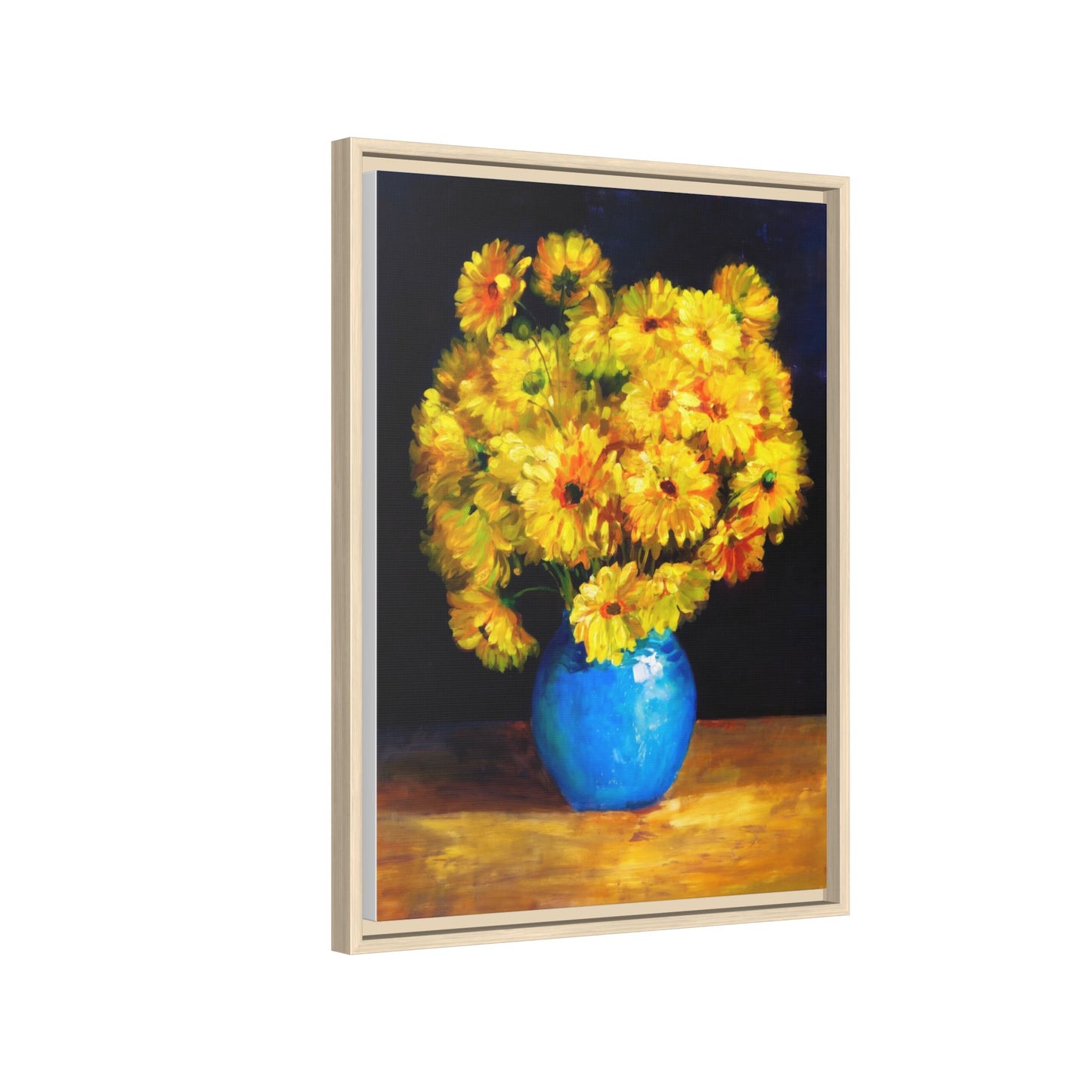 Yellow Daisy Bouquet Matte Canvas Framed Wall Art