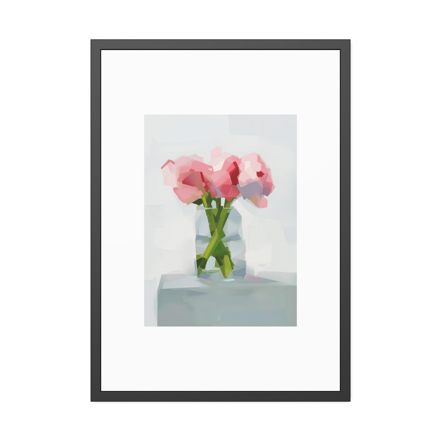 Framed Poster — Pink Floral Still Life Art Print (Modern Minimal)