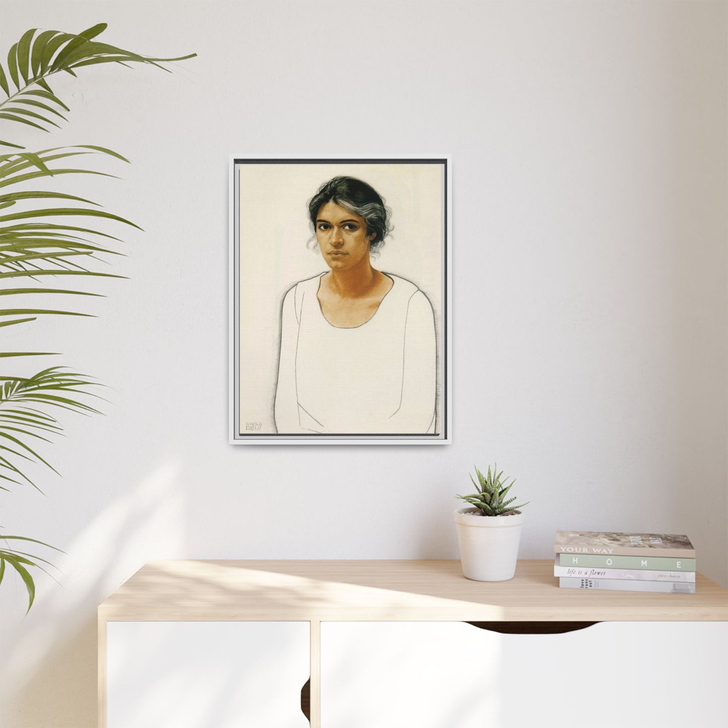 Portrait of a Woman by Winold Reiss Framed Matte Canvas Portrait Print