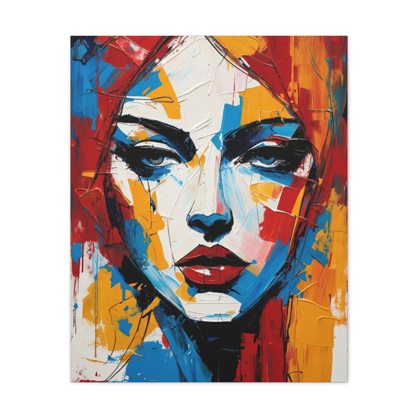 Abstract Portrait Canvas Print — Colorful Modern Woman Wall Art