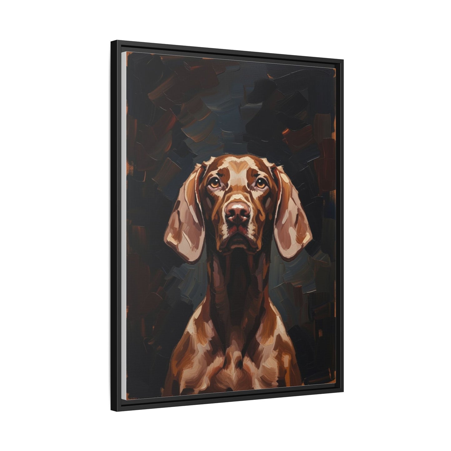 Framed Matte Canvas Dog Portrait – Brown Vizsla Wall Art
