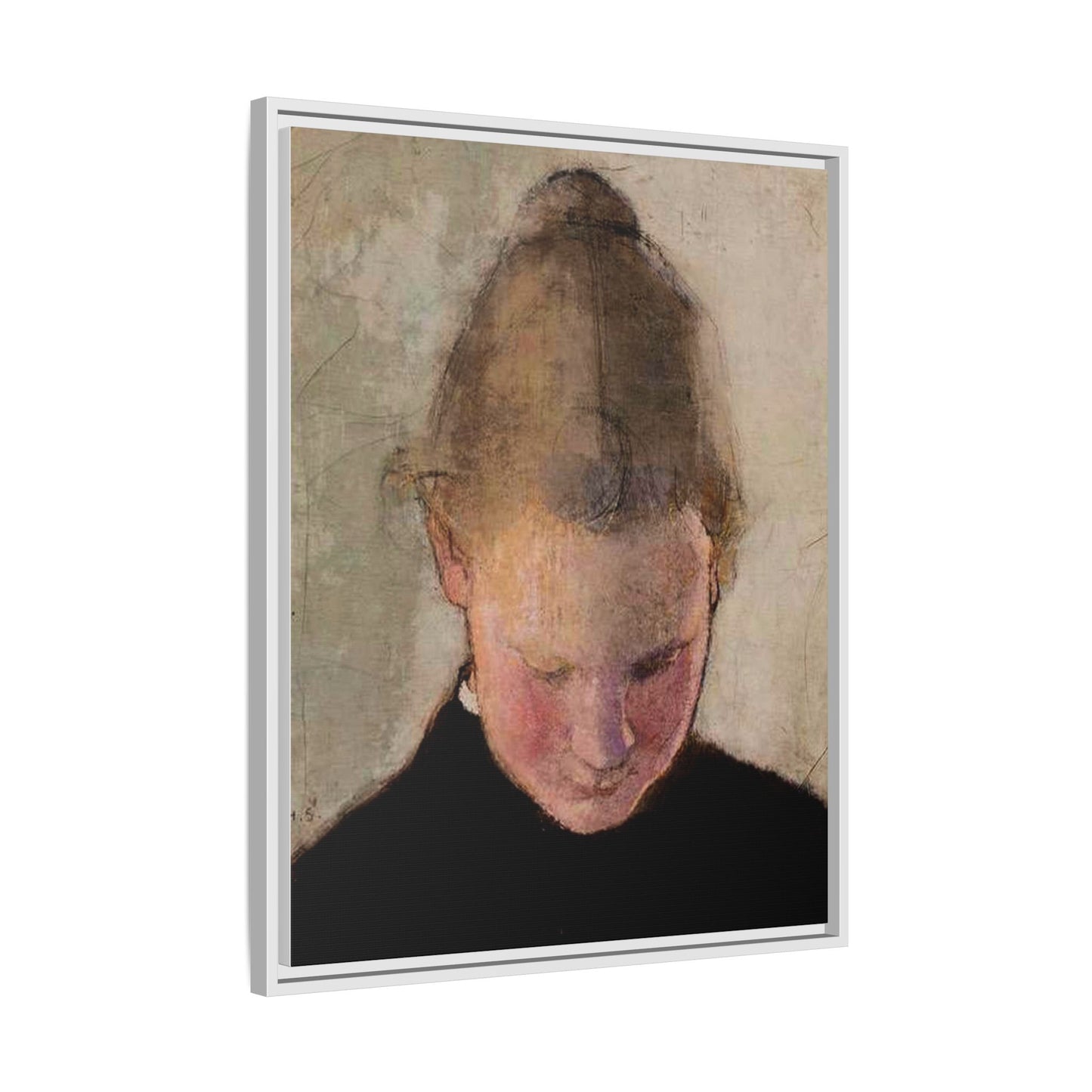 Lukeva tytto by Helena Schjerfbeck Framed Matte Canvas Art Print