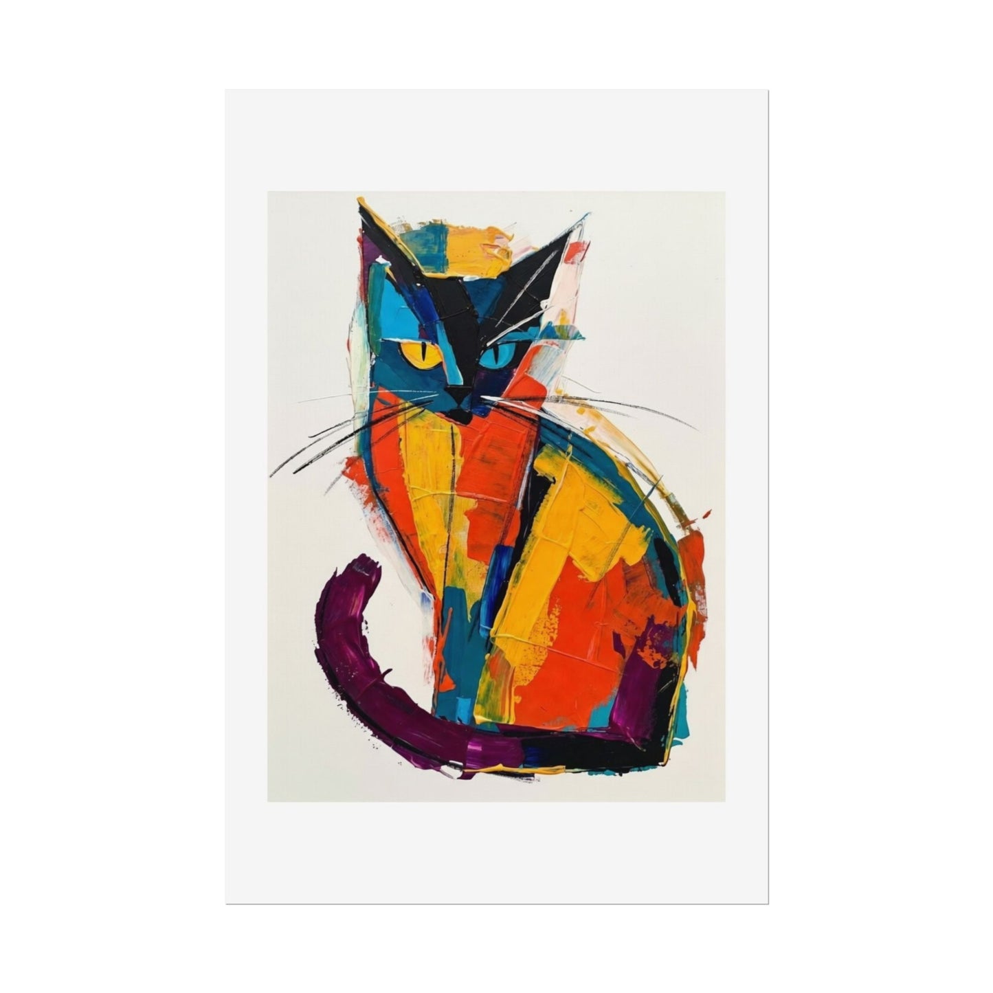 Colorful Abstract Cat Poster — Modern Rolled Art Print