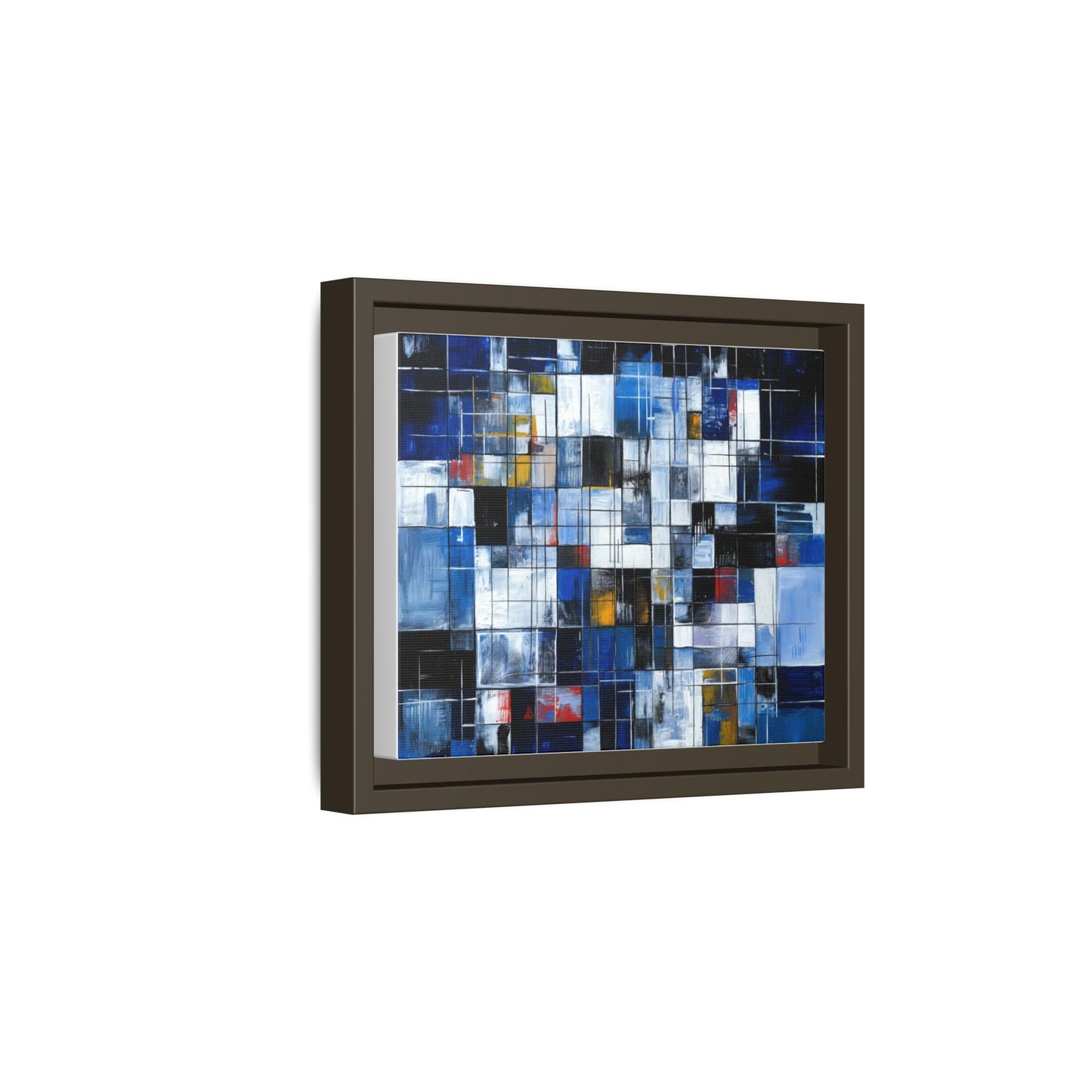 Abstract Blue Grid Matte Canvas Framed Art Print