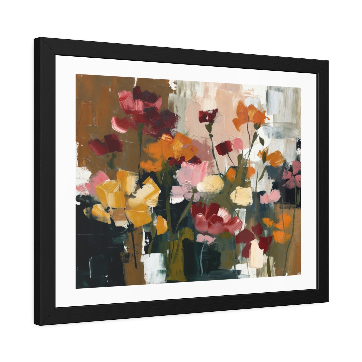 Framed Floral Art Print — Abstract Wildflower Poster for Living Room & Bedroom Décor