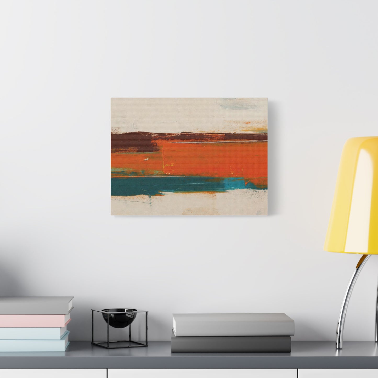 Abstract Orange & Teal Matte Canvas Wall Art — Stretched 1.25"