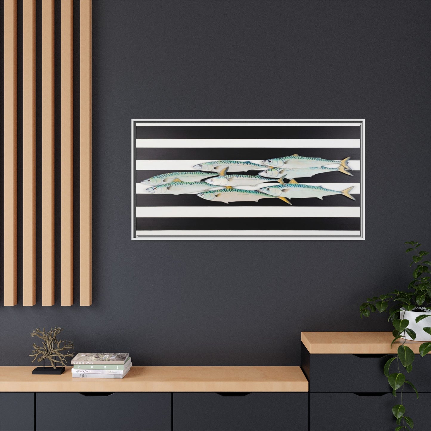 Striped Mackerel Canvas Print — Framed Matte Fish Wall Art