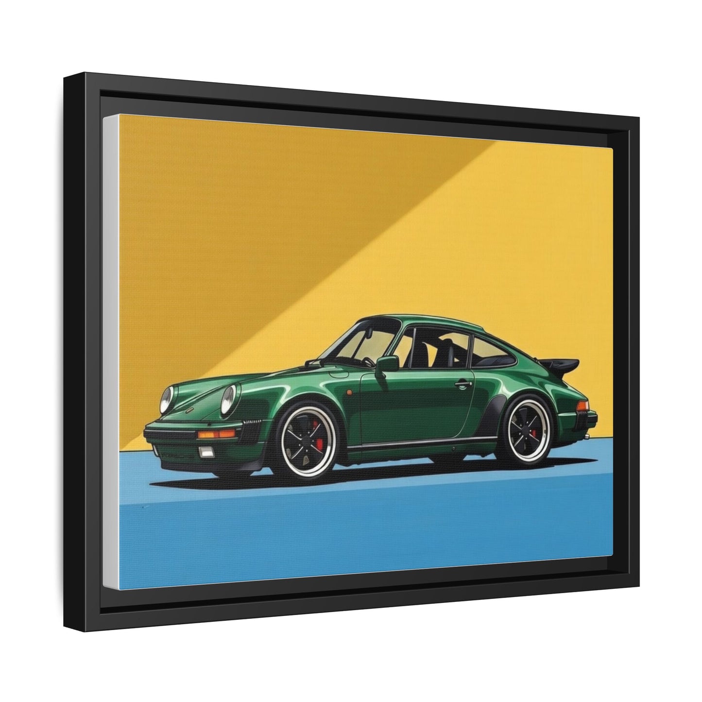 Framed Matte Canvas — Green Sports Car Wall Art