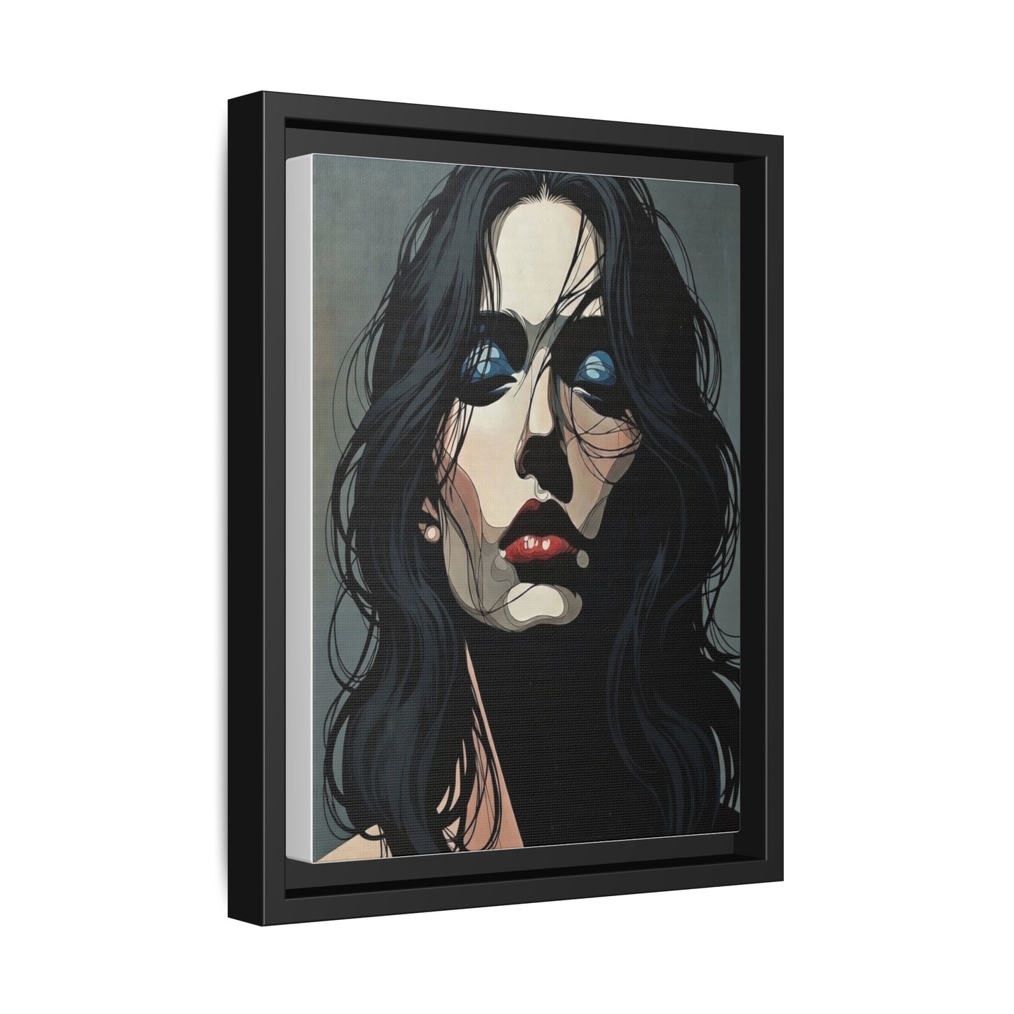 Framed Matte Canvas: Moody Portrait of Woman – Modern Gothic Wall Art