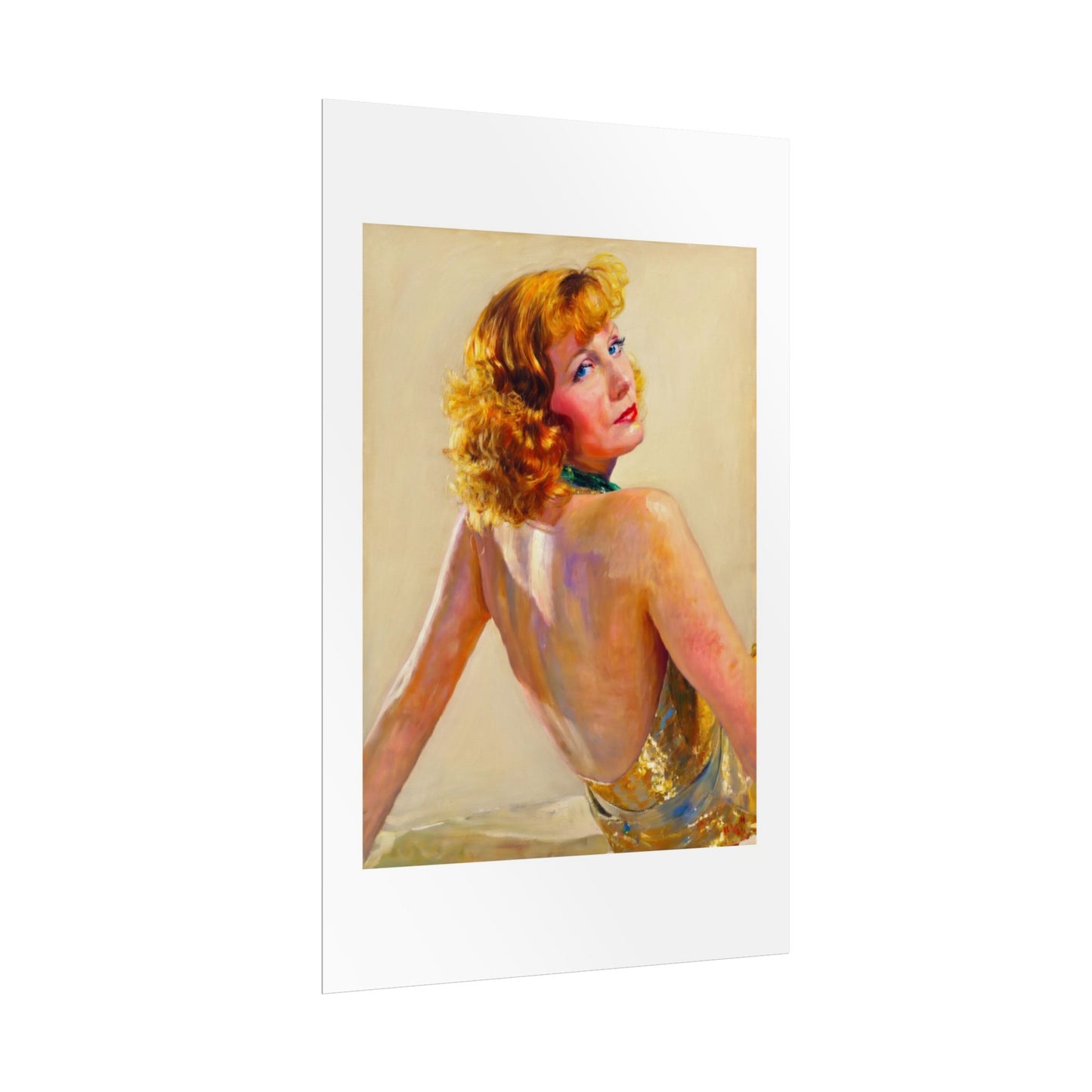 Vintage Pin-Up Art Poster - Glamorous Back-View Portrait Rolled Art Print