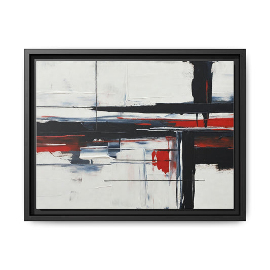 Abstract Red & Black Framed Canvas Art — Modern Matte Wall Painting