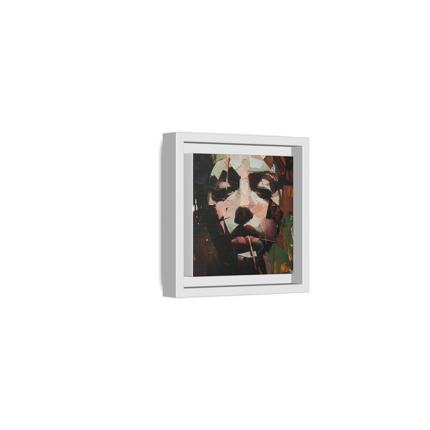 Matte Framed Canvas Art — Abstract Female Portrait, Moody Multicolor