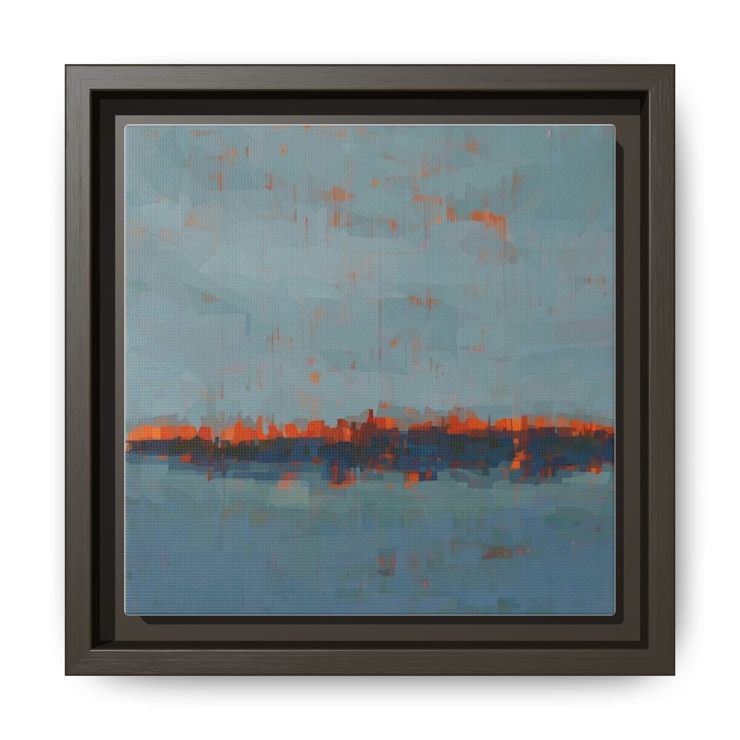 Framed Canvas Art — Teal & Orange Abstract Seascape