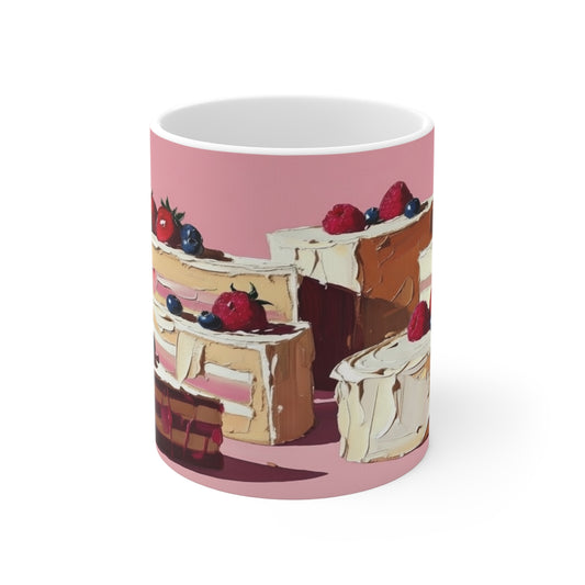 Berry Cheesecake Coffee Mug — Pink Dessert Ceramic Mug