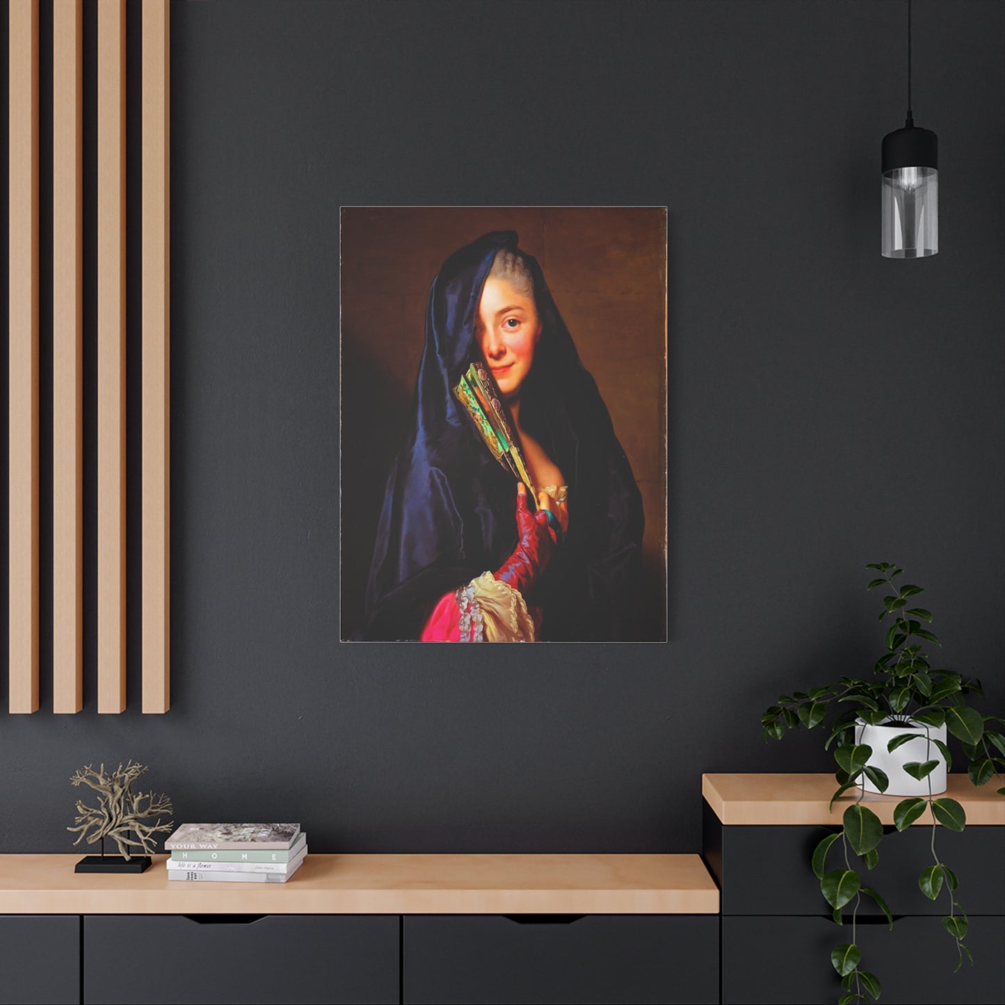 Vintage Portrait Canvas Print — Elegant Lady with Fan Matte Stretched Wall Art