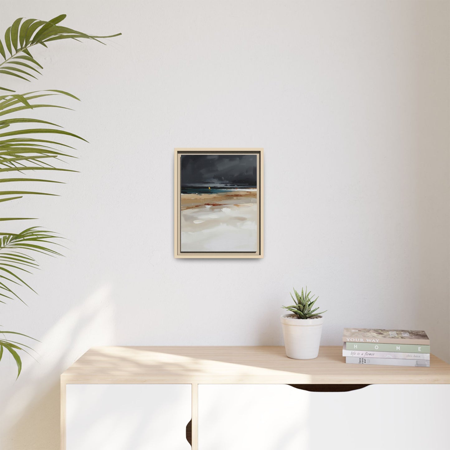 Framed Matte Canvas Beachscape Art Print — Coastal Abstract Wall Decor