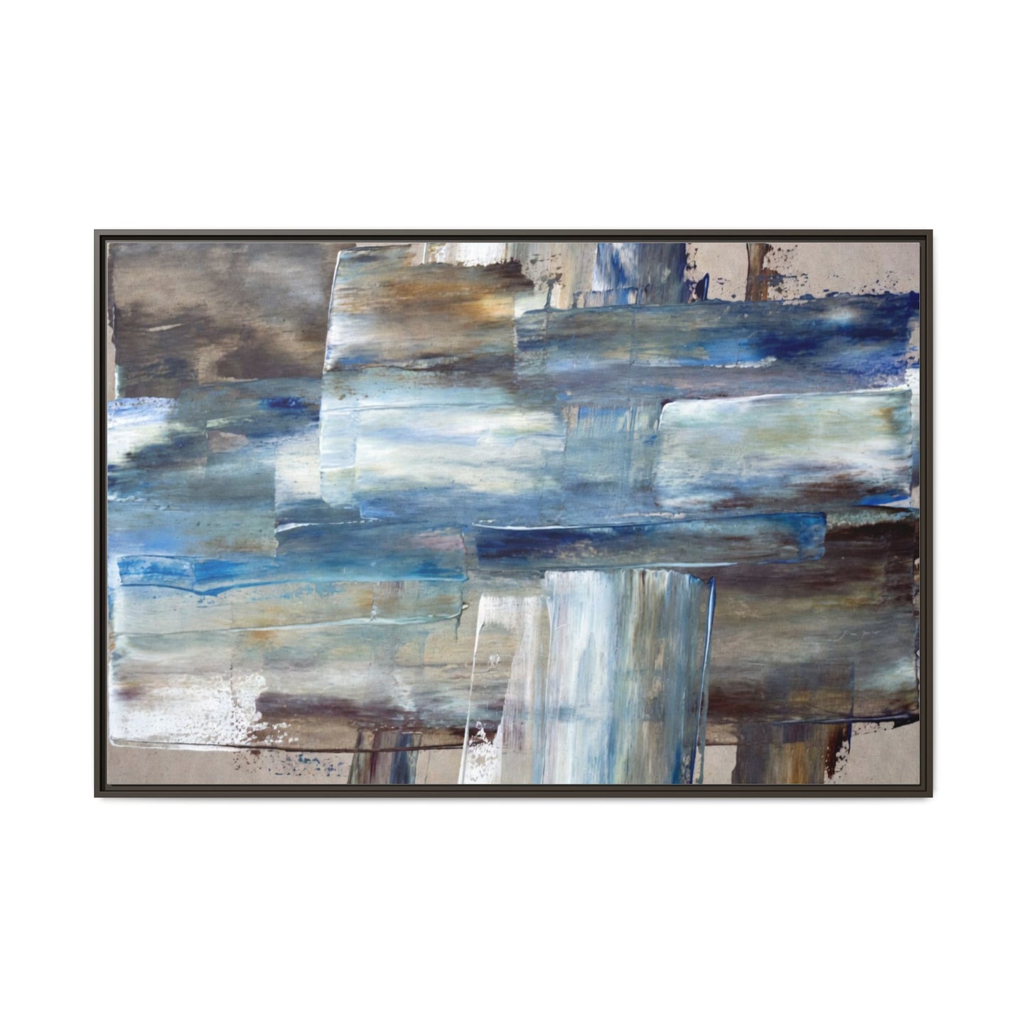 Abstract Blue Coastal Matte Canvas Framed Wall Art