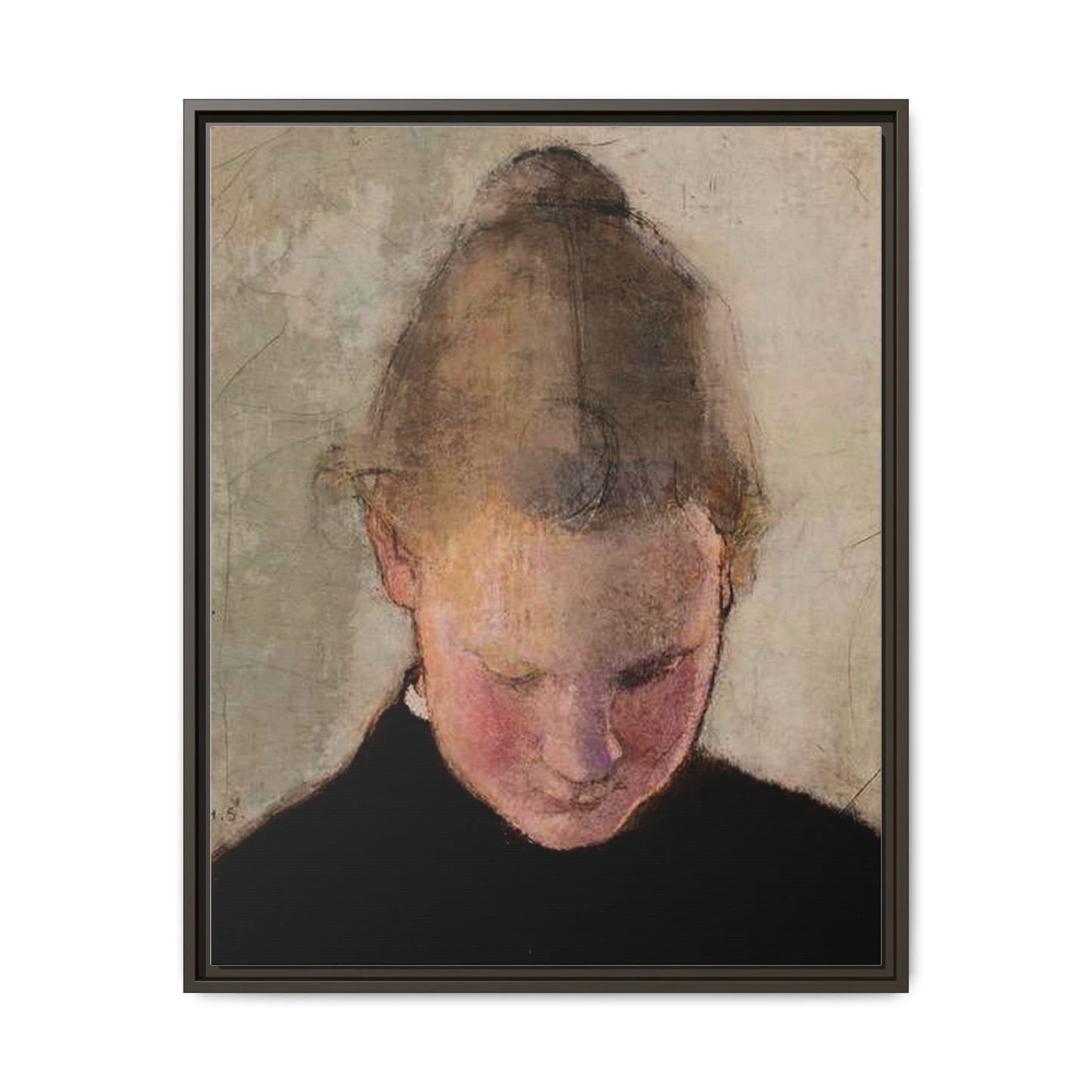 Lukeva tytto by Helena Schjerfbeck Framed Matte Canvas Art Print