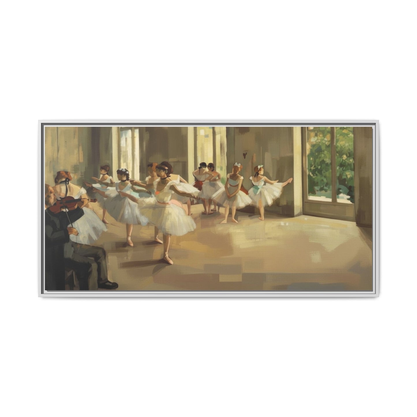 Framed Matte Canvas Print — Ballet Class Scene (Impressionist Dancers)