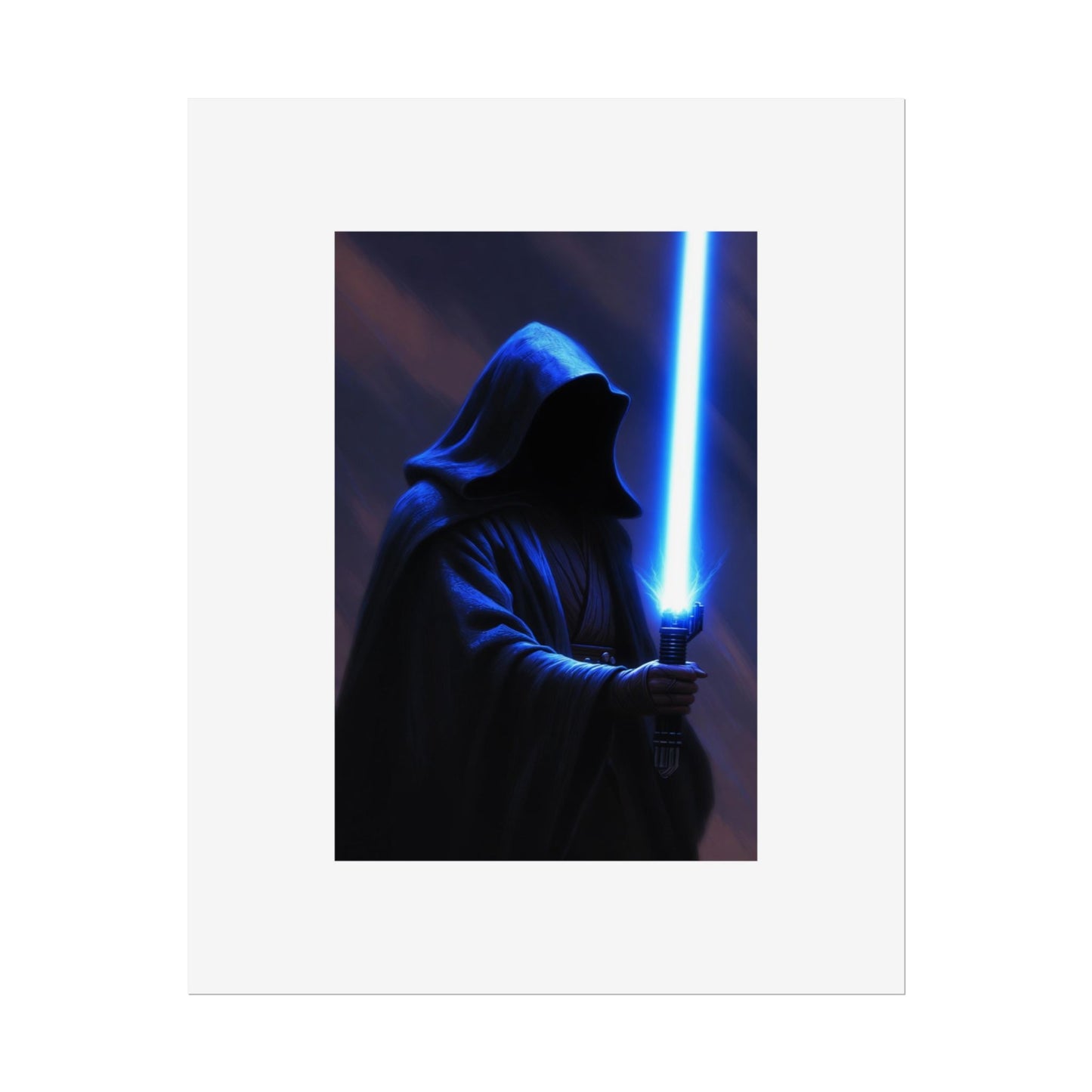 Sci‑Fi Lightsaber Poster — Hooded Jedi Warrior Wall Art (Rolled Poster)