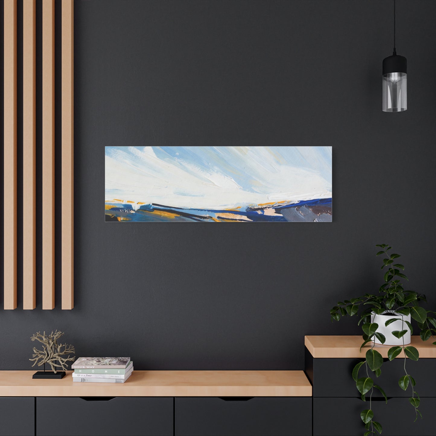Abstract Coastal Landscape Canvas Print — Blue Sky Seascape Wall Art