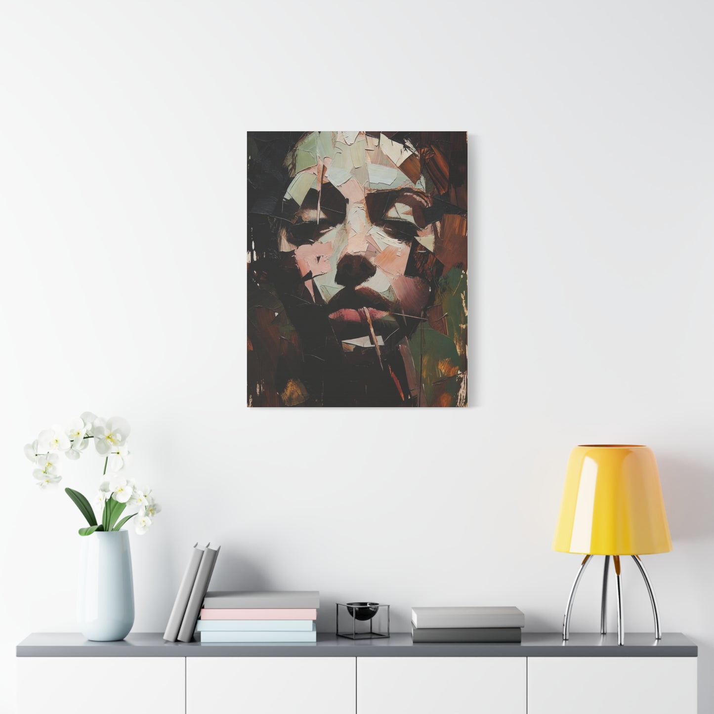 Abstract Portrait Matte Stretched Canvas (1.25") — Contemporary Textured Face Art