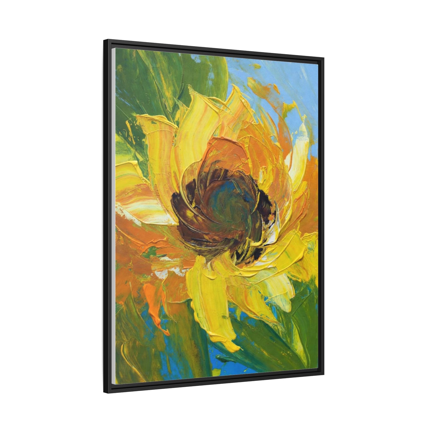 Framed Sunflower Abstract Matte Canvas Print