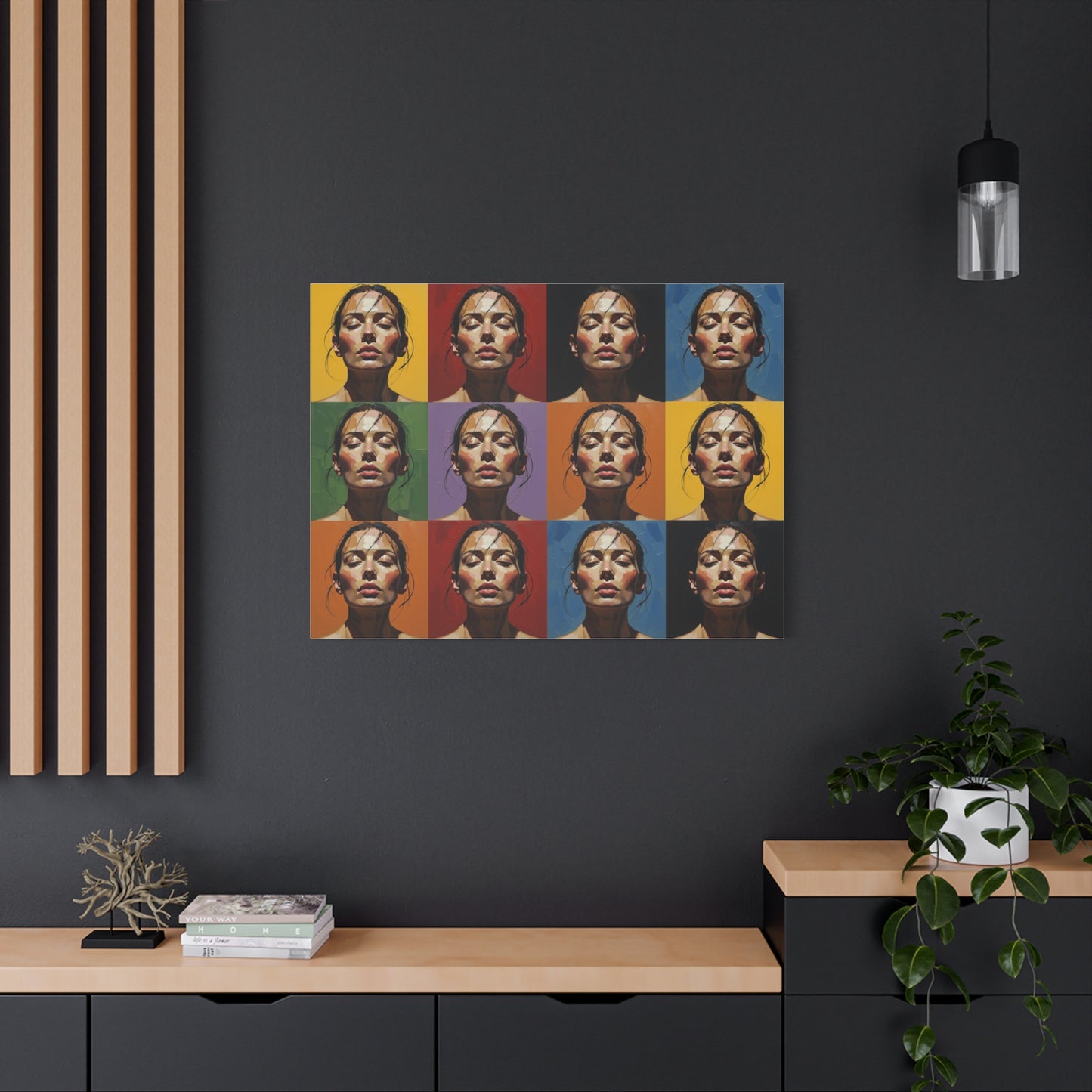 Pop Art Portrait Canvas - Color Grid Stretched Matte Wall Art