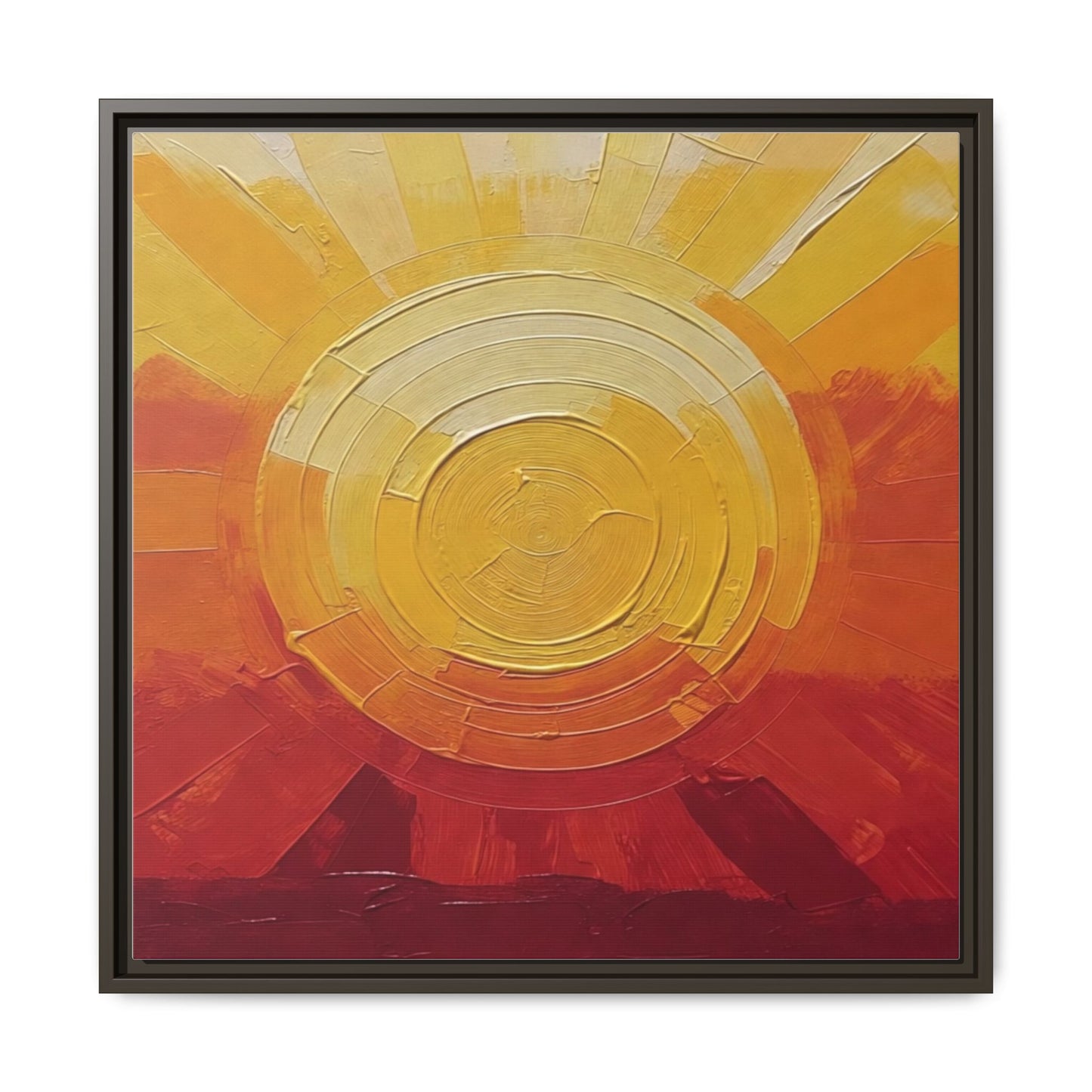 Sunburst Abstract Framed Canvas Art — Matte Multi‑Color Wall Print