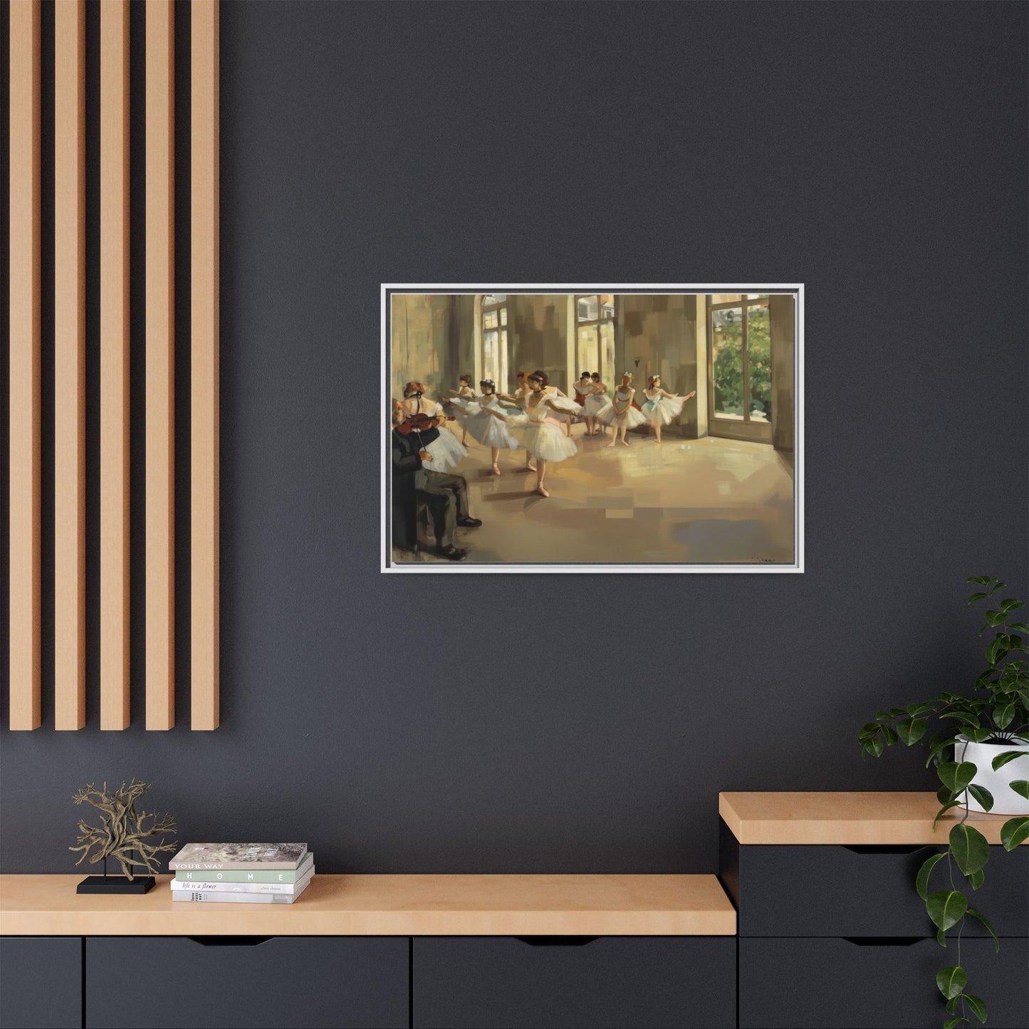 Framed Matte Canvas Print — Ballet Class Scene (Impressionist Dancers)